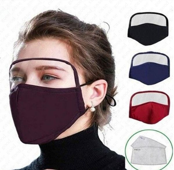 

dhl adults face mask with eye shield washable 2 layers breather valve facemask multifunction protective safety mouth cover masks stock d6808, Blue