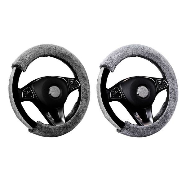 

winter vehicle car steering wheel cover short plush universal cute grip protector cover car interior accessories