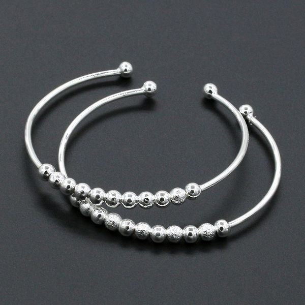

women bracelet bead bracelets fortune bangles ladies transfer beads hand made couples fashion trendy silver color alloy pulseras, Black