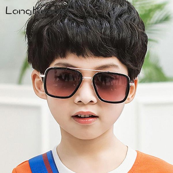

longkeeper iron man kids sunglasses steampunk brand goggles boys girls retro punk metal uv400 gafas de sol, White;black