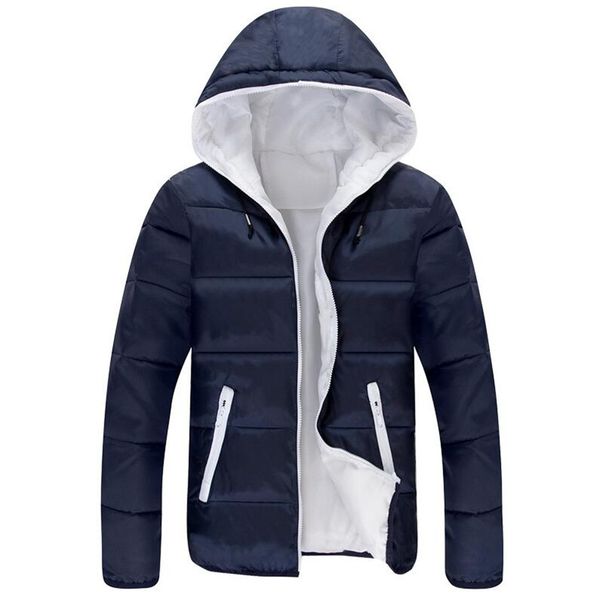 

winter jacket men casual new hooded thick padded jacket zipper slim men and women coats parkas outwear warm coat, Tan;black