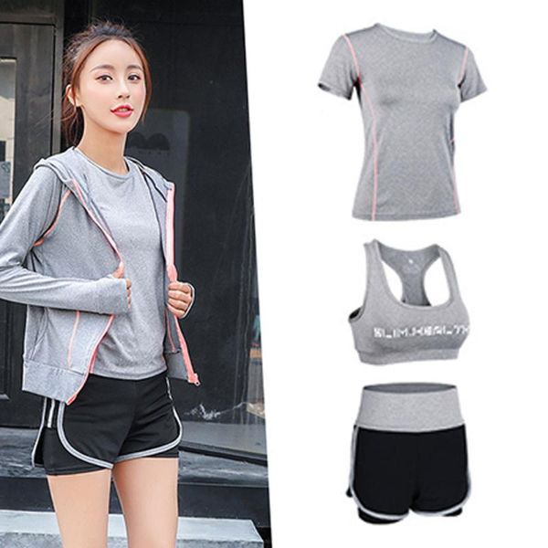 

women yoga sets 3 pieces sport wear 2020 new women fitness sport bra+t shirt+yoga pants shorts set workout gym clothing