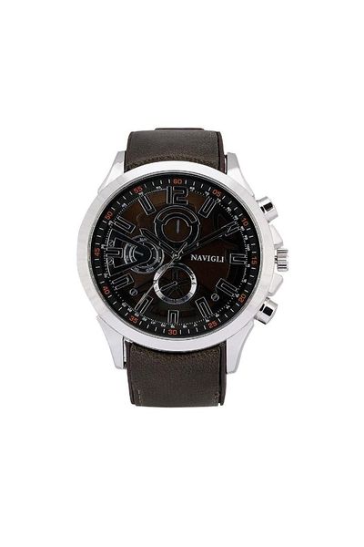 

navigli male clock 7041s04, Slivery;brown