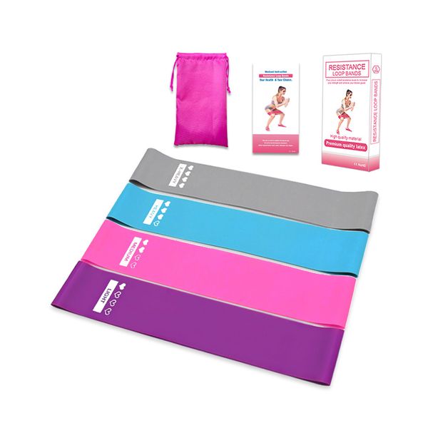 

4 pcs set fitness yoga pilates new latex non-slip tension resistance band elastic band