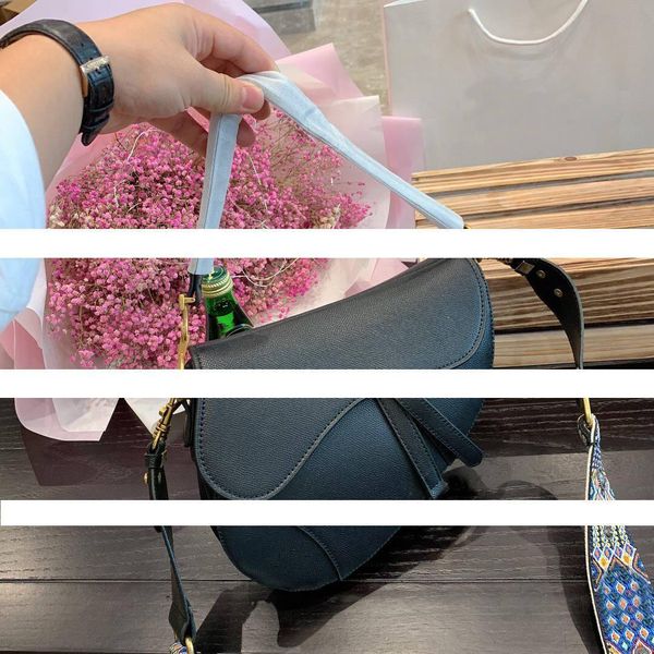 

2020 famous designer womens handbag new letter shoulder bag genuine leather messenger bag luxury saddle bag