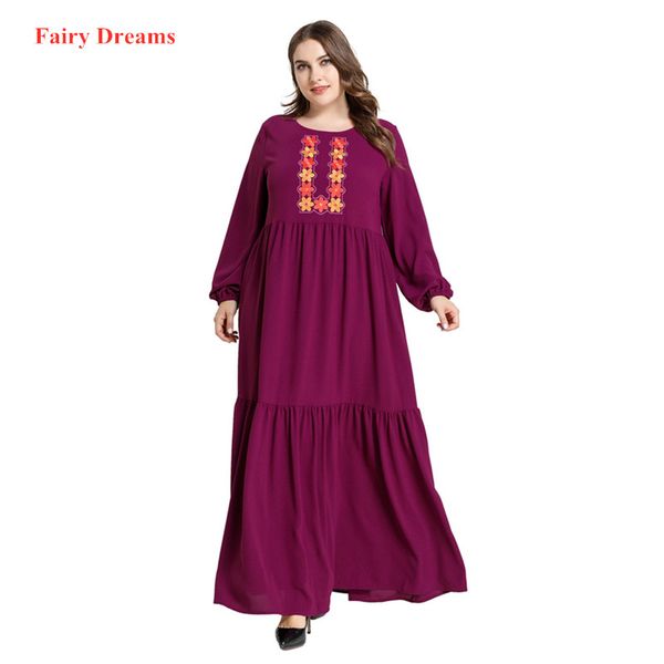 

kaftan abaya dubai flowers muslim dress caftan marocain turkish dresses long sleeve abayas for women plus size islam clothing, Red