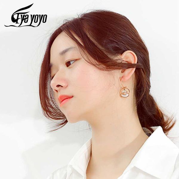 

eyeyoyo 2020 new earrings for women japanese and korean style rose gold white whellfish tail round sweet romantic girl earrings, Silver