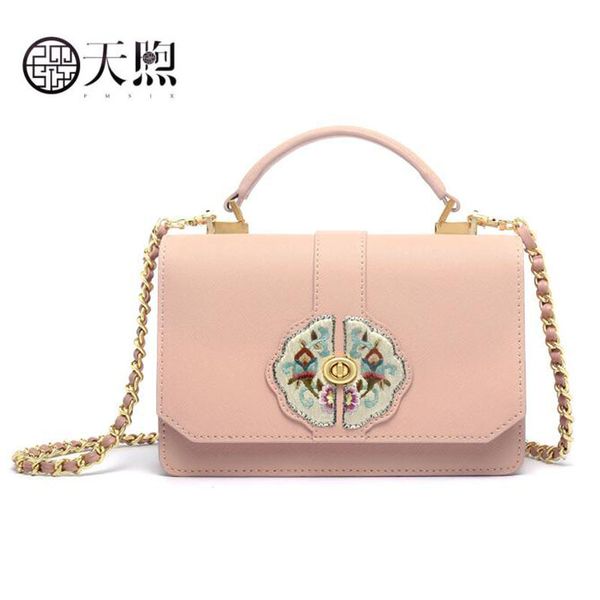 

pmsix new women leather bag famous brands fashion luxury original design embroidery handbags tote women leather bags