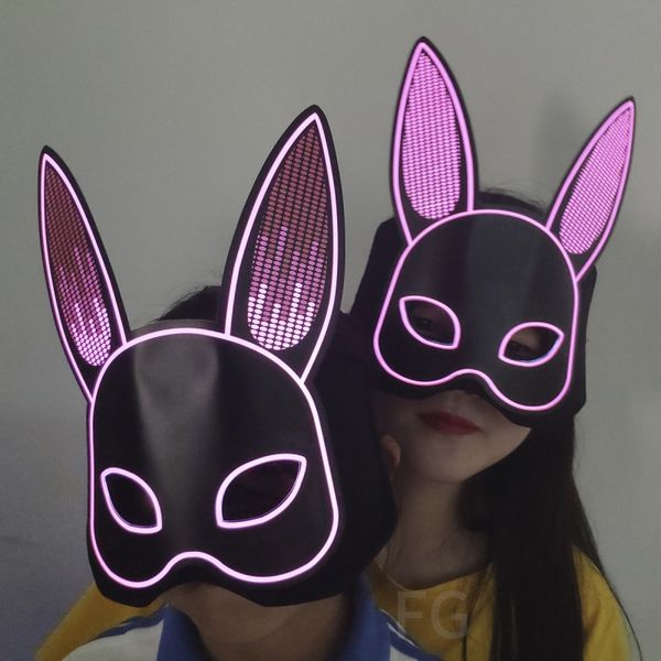 

sound activated led light up mask halloween dj music party mask halloween cosplay costume half face masks