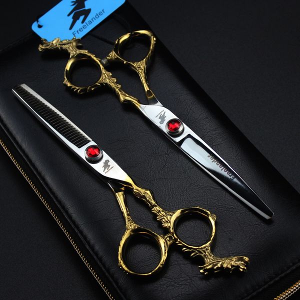 

6.0-inch gold-tailed dragon handle hairdressing scissors, hairdressing scissors, flat-cutting, tooth-cutting, thinning shears