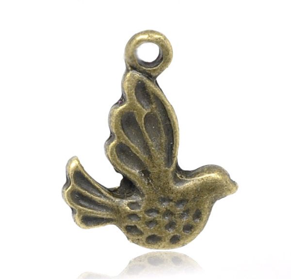 

lovely 50 bronze tone bird charms pendants 13x11mm (b14035, Silver
