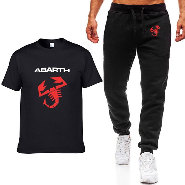 

fashion summer men t shirts for abarth car print hiphop casual cotton short sleeve t-shirt pant suit men clotc