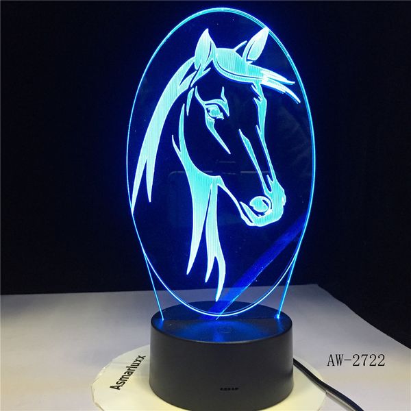 

7 colors changing gradient fashion animal horse head led nightlights 3d led desk table lamp lamps home bedroom party decoration