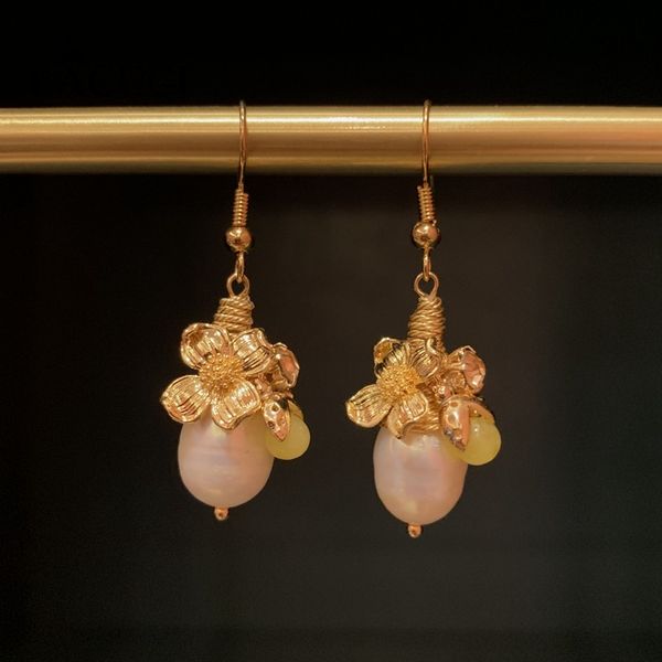 

original design natural baroque pearl earrings for women lovers' korean wedding party jewellery orecchini donna, Golden;silver