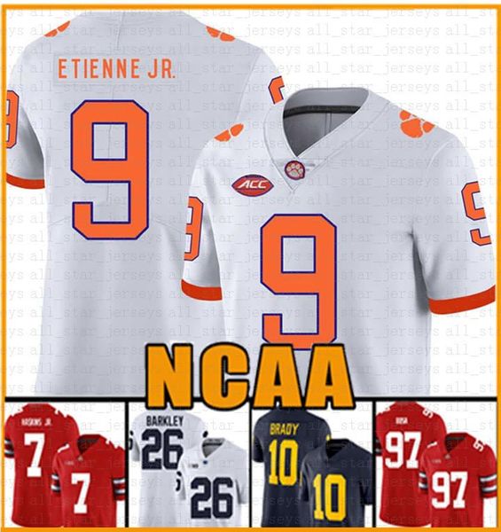 

ncaa clemson tigers 16 trevor lawrence 9 travis etienne jr. american football jersey tua tagovailoa tom brady saquon barkley orange, Black;red