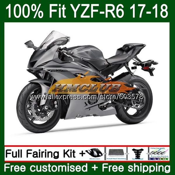 

injection for yzf600 yzf r6 2017 2018 2019 123cl.32 flat grey yzf 600 r 6 yzf-600 yzf-r6 yzfr6 17 18 19 oem fairings, Black