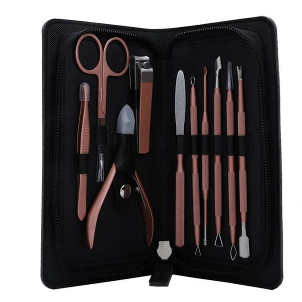 

10pcs/set stainless steel nail clippers manicure scissors grooming tool kit nail extension kit
