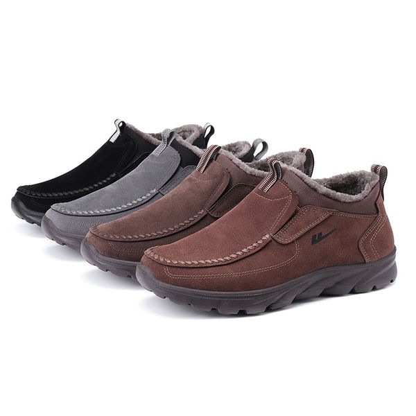 

nis плюс размер зимняя снегоступы мужчины искусственная замша меховые сапоги плюшевые теплые ботильоны пинетки мокасины повседневные кроссов, Black