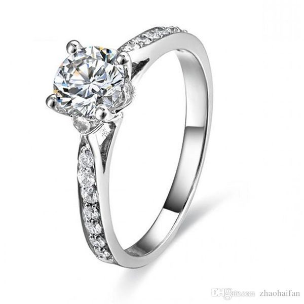 

zhf jewelry 14kt white gold filled round z simulated diamond wedding band ring size 5-8 gift, Slivery;golden