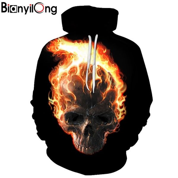

fashion nice stylish hoody flame skull print sweatshirts men/women 3d sweatshirt blocks thin hooded hoodies hip hop, Black