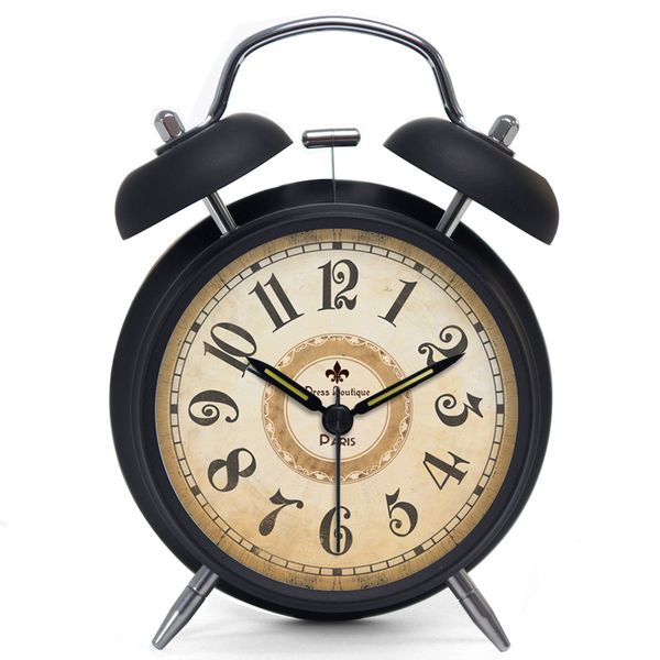 

vintage clock lazy mute student bedside luminous super loud alarm clock promotion retro bell knock roma