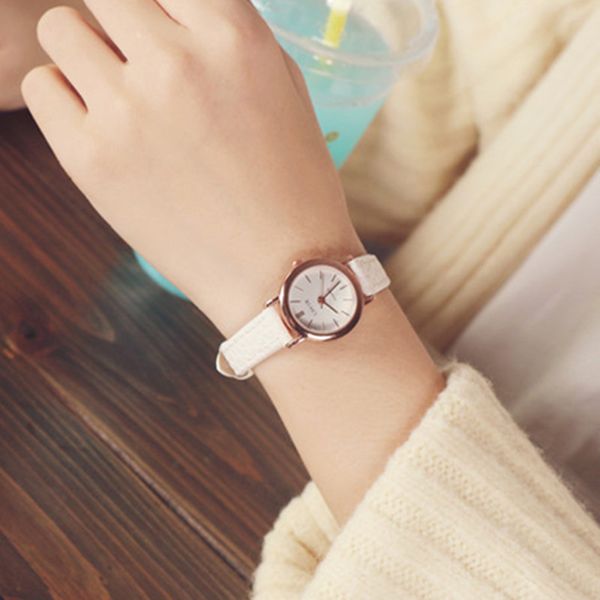 

selling temperament fashion ladies middle school student small wrist watches for women fashion & casual chronograph buckle, Slivery;brown
