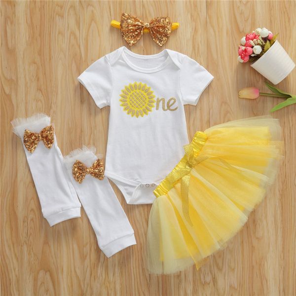 

clothing sets 0-12m born girls 4pcs set baby romper+ floral shorts dress+leg socks clothes, White