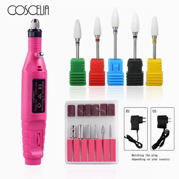 

nail electric apparatus for manicure milling drill bit set pedicure machine eu/us plug gel remover nail polishing cutters kit