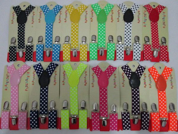 

children suits polka dots suspenders 3 clip adjustable shirts kids suspenders for baby boys belt strap braces, Black