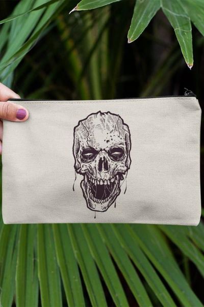 

angemiel clutch vicinity skull portfolio hand makeup bag, Silver