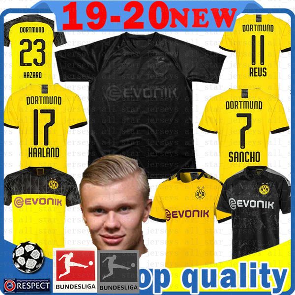 

110 borussia dortmund soccer jersey 11 reus m.gotze 17 haaland 7 sancho football shirt hummels diallo brandt schulz paco maillots de foot 00, Black;yellow