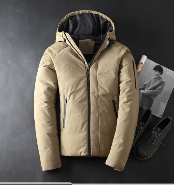 

2019 winter men down coat thick warm long sleeve male down jacket with cap black green gray m l  2xl 3xl