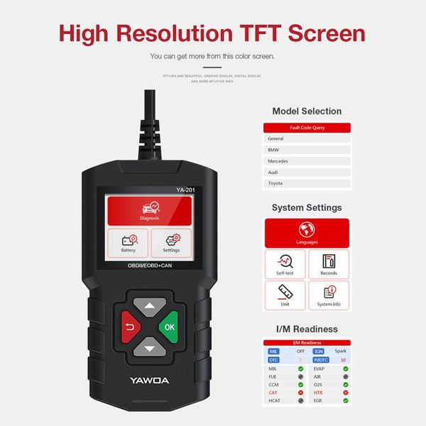 

йа-201 код читателя ya201 odb2 автомобиля авто obdii сканер двигателя код ошибки чтения сканирования инструмент автомобиль аксессуары