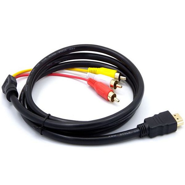 

5ft 1.5m triple 1080p hdtv hdmi male to 3 rca composite audio video av cable cord adapter for dvd hdtv stb hdmi to 3rca cable
