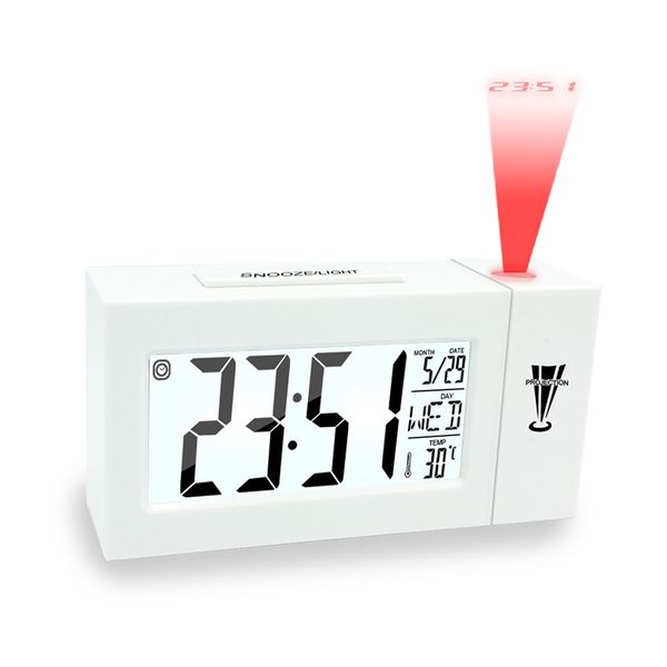 

digital lcd alarm clock time projection ceiling display snooze desk table clock temperature thermometer usb home decor