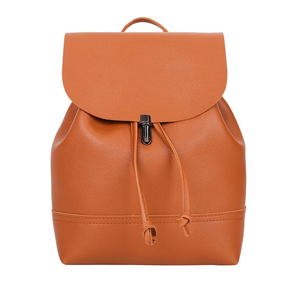 

women vintage pure color bagpack hasp leather school bag backpack satchel women trave bag solid bag#t2