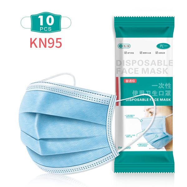 

ffp2 face triple filter mask 3-layer designed 94% filtration adaptable nose bar blocks dust air pollutant droplet 10pcs