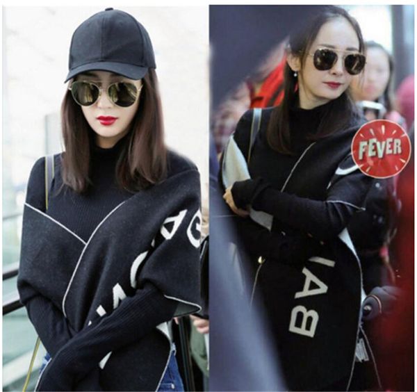 

luxury winter scarf for women's brand, designer of the brand wool and cotton brand men's scarf fashion women's color alphabet, Blue;gray