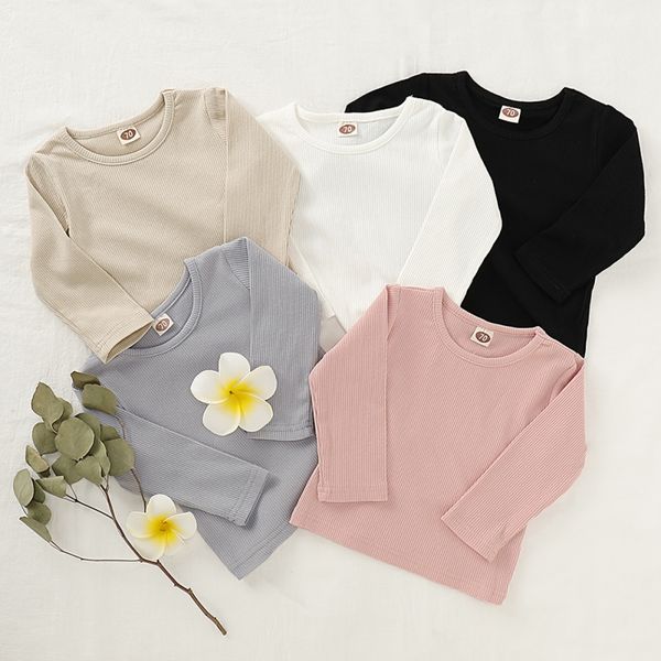 

baby girl clothes pure toddler t-shirts cotton soft long sleeve boy t-shirt basic bottoming girls blouse infant kids clothes, Blue