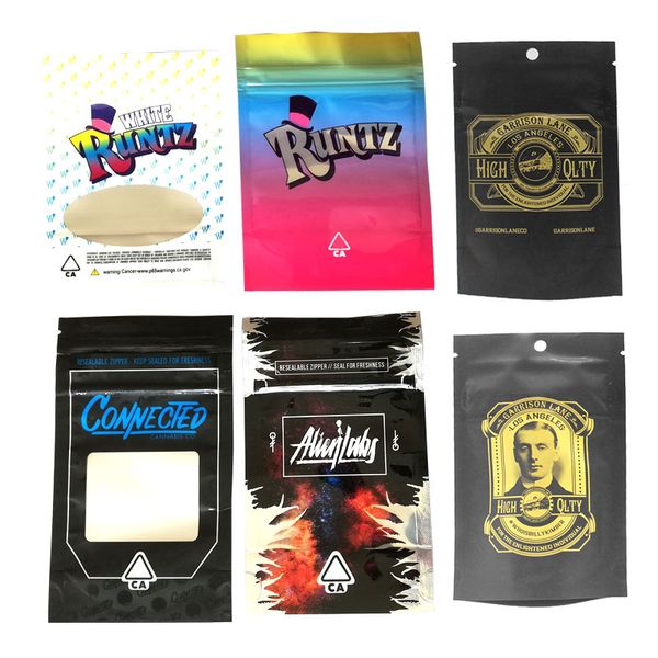 

Cookies Chuckles Alien Labs Connected Jungle Boys Garrison Lane Runtz Package Proof Zipper Bag Packaging for Dry Herb Flower