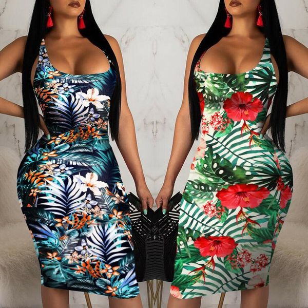

women bandage bodycon dress evening party clubwear dress summer ladies girl sleeveless backless print dresses, Black;gray