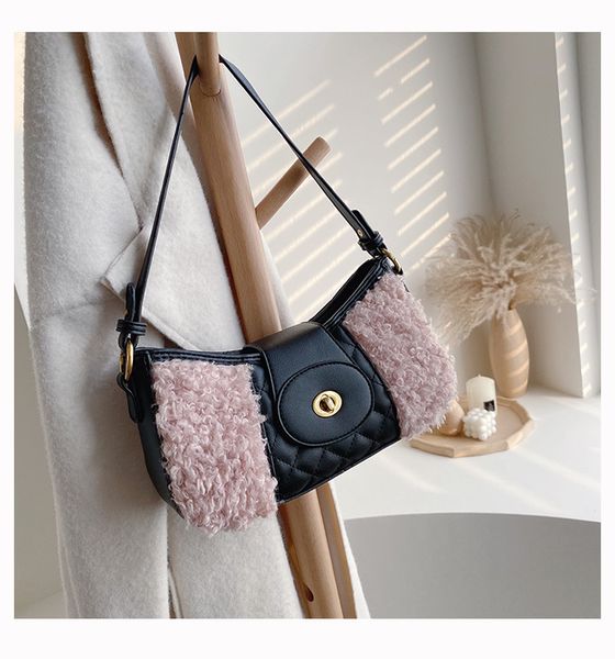 

women handbags latest style autumn and winter new style shoulder bags underarm package fashion plush messenger bag