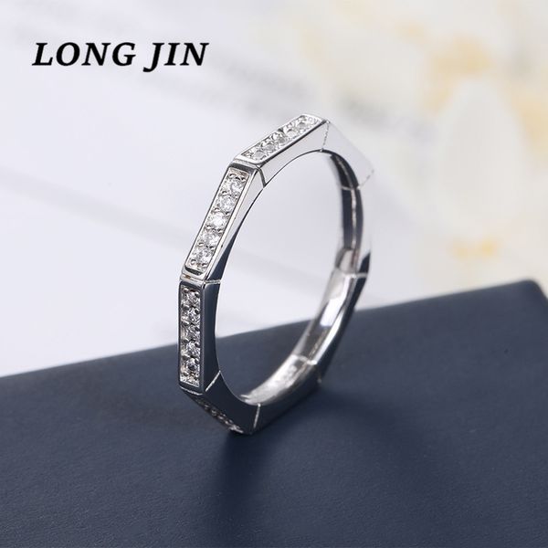 

japan and south korea's new octagon ring with zircon silver color ring personality simple fashion couple wedding ring jewelry