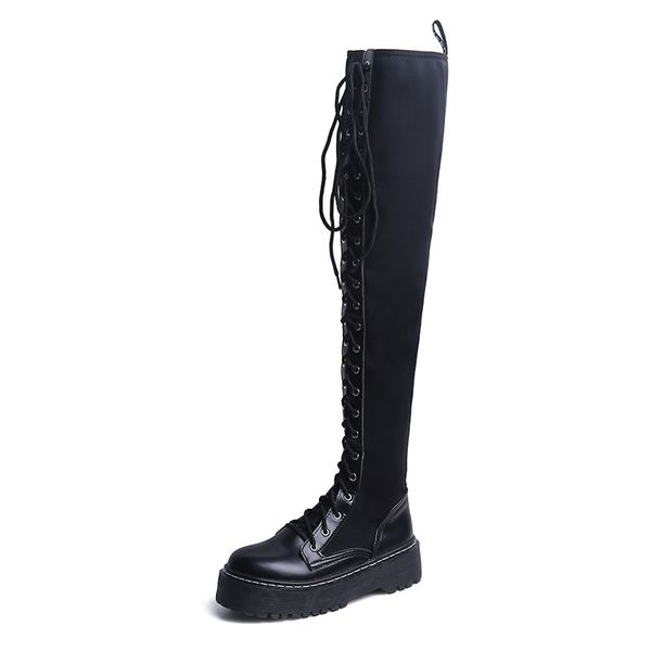

women's over the knee boots new autumn and winter new high-heeled women's side zipper stovepipe long stretch shoes, Black