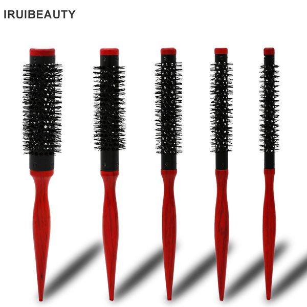 

irui щетина волнистые вьющиеся волосы щетка деревянная ручка натуральный пушистый рулон щетка красный круглый гребень для волос салон парикм, Silver