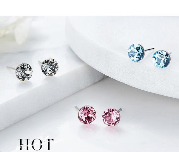 

925 sterling silver навсегда rose clear cz круглого круг серьга для женщин моды ювелирных изделий, Golden;silver