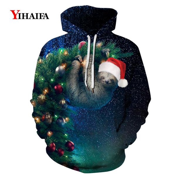 

men women sweatshirt 3d hoodies colorful tree graphic christmas animal streetwear pullover tracksuit couples xmas gift, Black