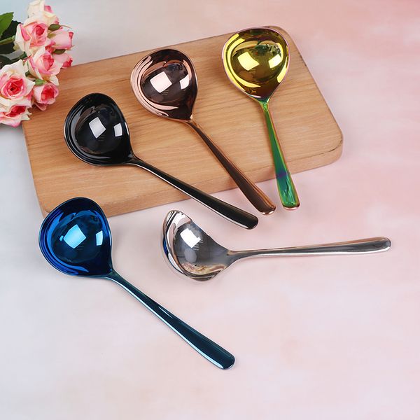 

stainless steel spoons with rose gold soup spoon for ice cream dinner spoons rice/salad tableware 1pcs 5 color