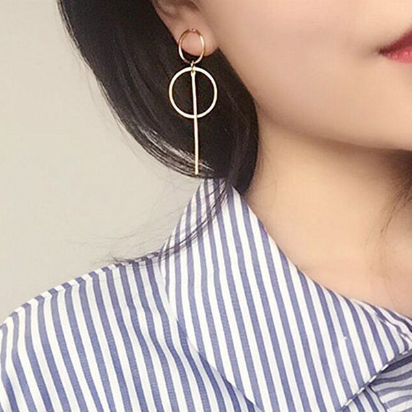 

new gold metal tassel earrings for women long circle pendant earings fashion jewelry statement geometric vorbellen voor vrouwen, Silver