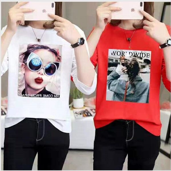 

с длинным рукавом женской 2019 курткой осенью женщины печатной свободным студентом модой бренд база куртка футболка, White